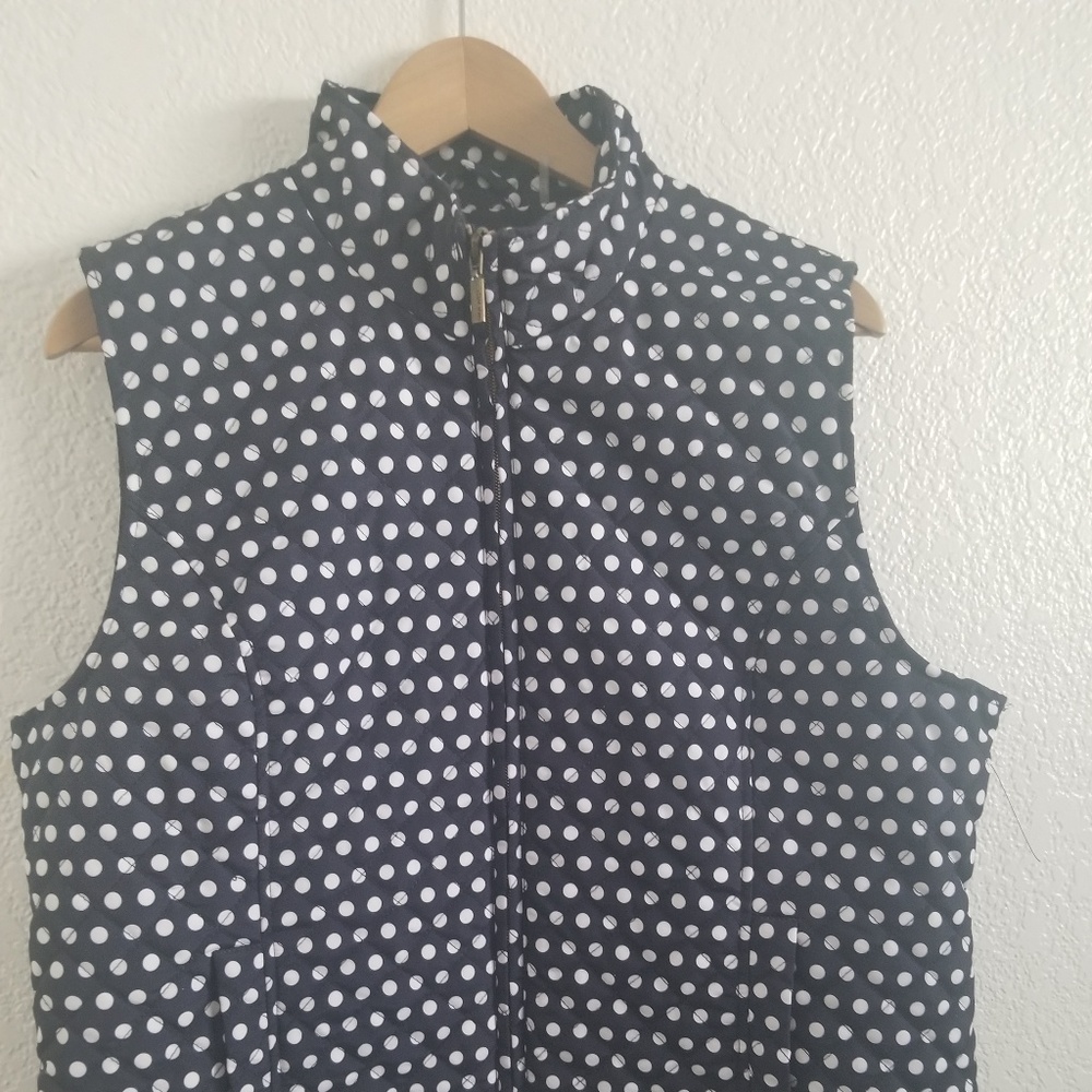 Nine West Polka Dot Sleeveless Jacket Large